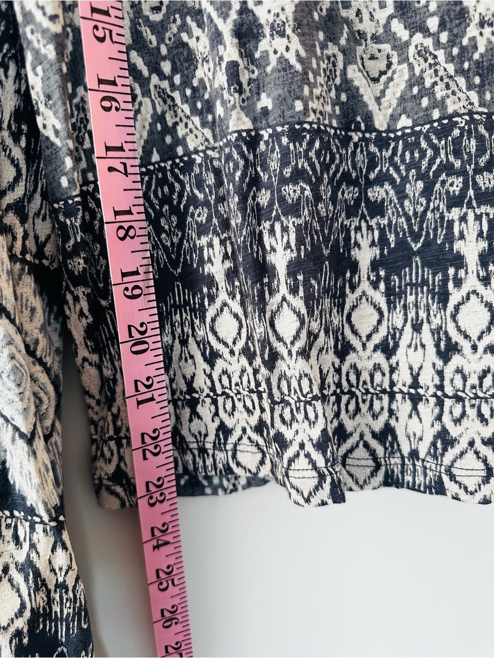 Lucky Brand Blue Gray White Cotton Blend Tie Front Peasant Blouse Boho Medium - Picture 3 of 5
